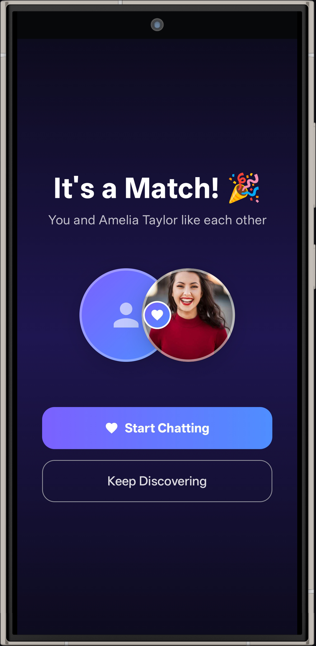 It's a Match screen