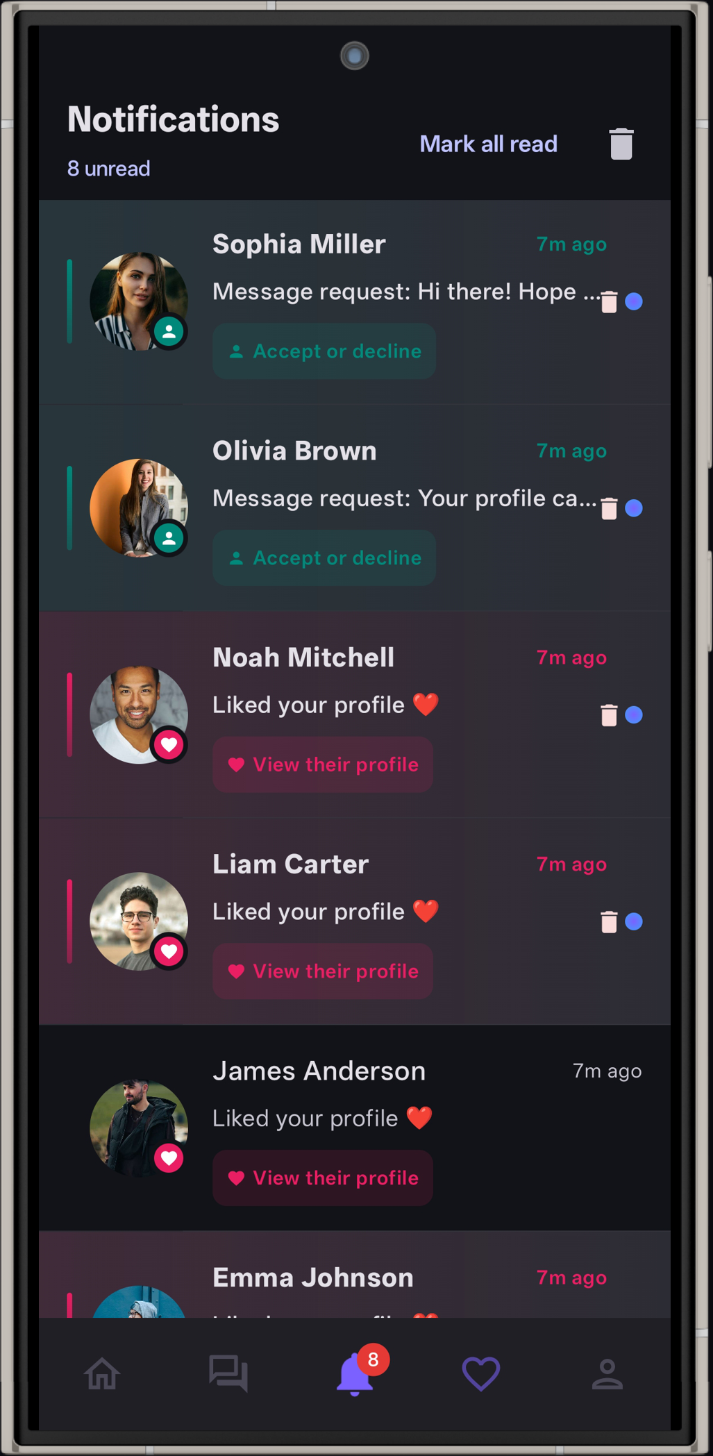 Notifications screen